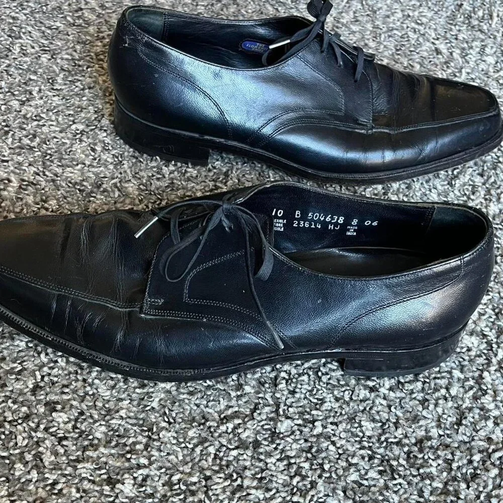 Florsheim Black Leather Oxford Dress Shoes Mens 10 Formal Prom Classic Business - Picture 5 of 7